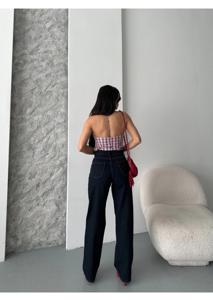 Mtxdpn Palazzo Süper Taş Enzim Tint Yıkama Koyu Lacivert Jeans Pantolon D2008 (Beden: 42) modelleri