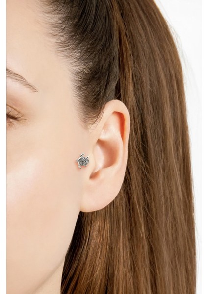 Kaplumbağa Figürlü Zirkon Taşlı Tragus Piercing – Gümüş | Hipoalerjenik, Uzun Ömürlü fiyatları