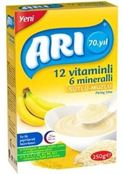 Mama Sütlü Muzlu Pirinç Unu 250 gr x 2 Adet 12 Vitaminli ve 6 Mineral İçerir fiyatları