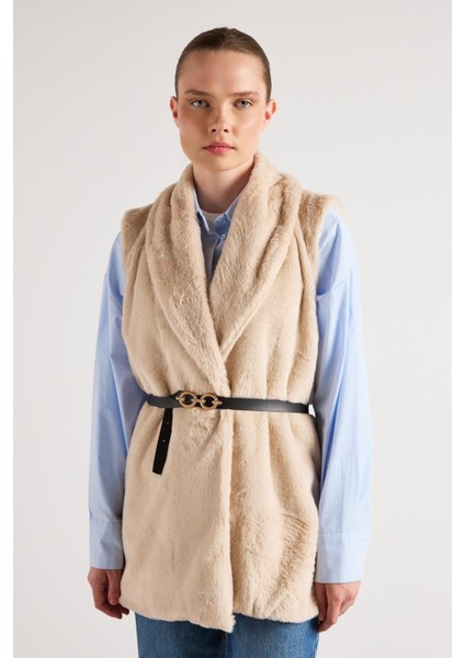 Kadın Taş Kemerli Astarlı Kürk Yelek 30094 fiyatları