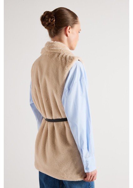 Kadın Taş Kemerli Astarlı Kürk Yelek 30094 indirimleri