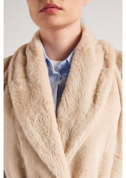 Kadın Taş Kemerli Astarlı Kürk Yelek 30094