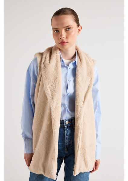 Kadın Taş Kemerli Astarlı Kürk Yelek 30094