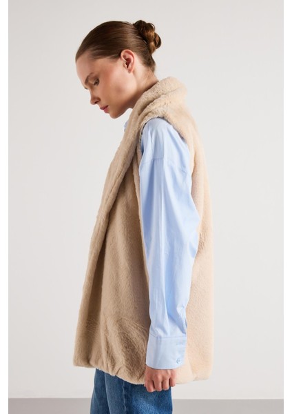 Kadın Taş Kemerli Astarlı Kürk Yelek 30094