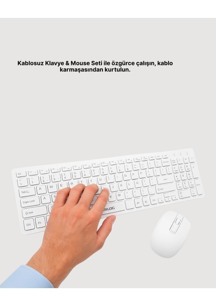 Bfs Q Klavye Beyaz Klavye ve Mouse Seti Kablosuz USB Girişli modelleri