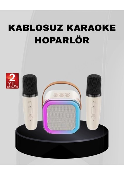Bfs Taşınabilir Karaoke Hoparlör Bluetooth 5.0 ve Çift Mikrofonlu