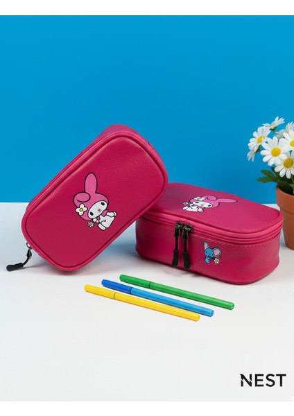 My Melody Baskılı Sunii Deri Lüks Pembe Kalem Kutusu Kalemlik Kırtasiye Okul