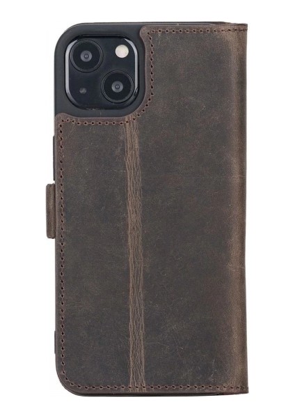 Apple iPhone 13 Uyumlu Deri Cüzdanlı Kılıf Acı Kahve modelleri