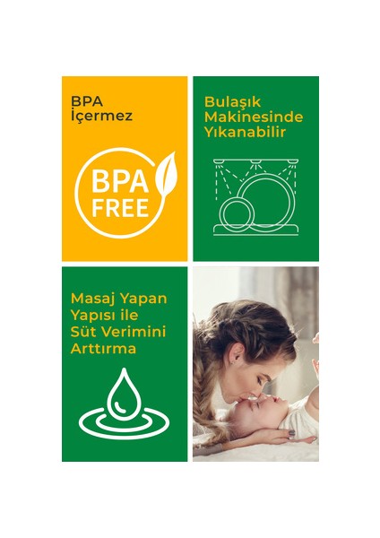 48810 Manuel Göğüs Pompası Masaj Fonksiyonu ile Süt Verimini Artırır