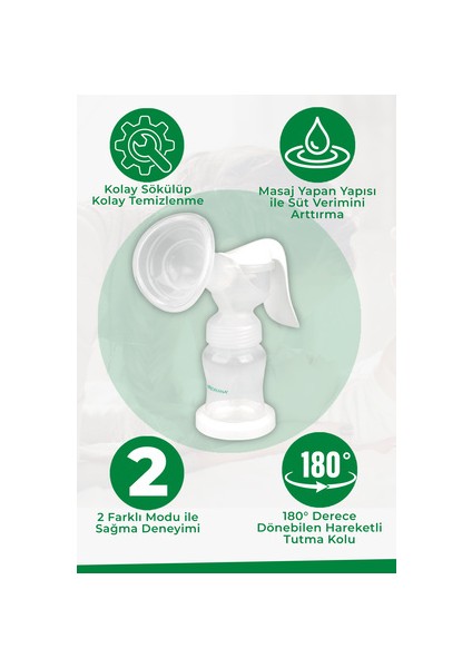 48810 Manuel Göğüs Pompası Masaj Fonksiyonu ile Süt Verimini Artırır
