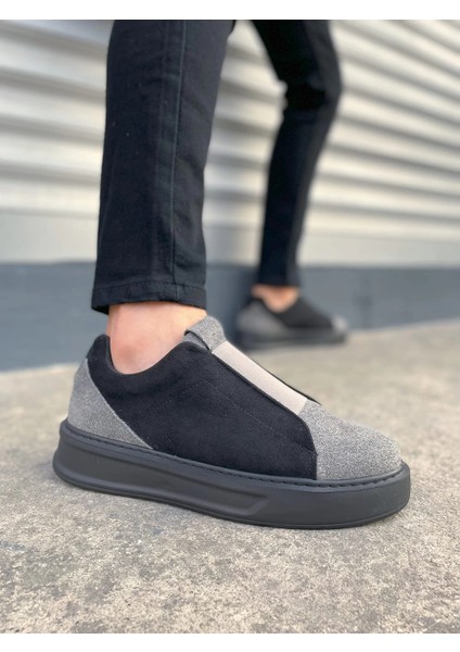 JY007 Alba Bağcıksız Süet Erkek Günlük Sneaker Ayakkabı Sst Gri/siyah