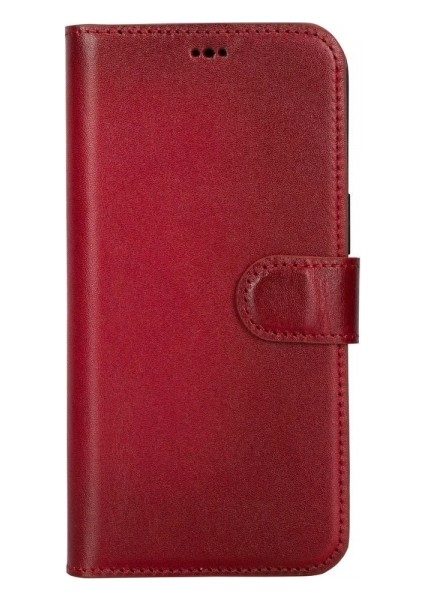 Apple iPhone 15 Pro Max Uyumlu Deri Cüzdanlı Kılıf Mwwn V4EF Kırmızı fırsatları