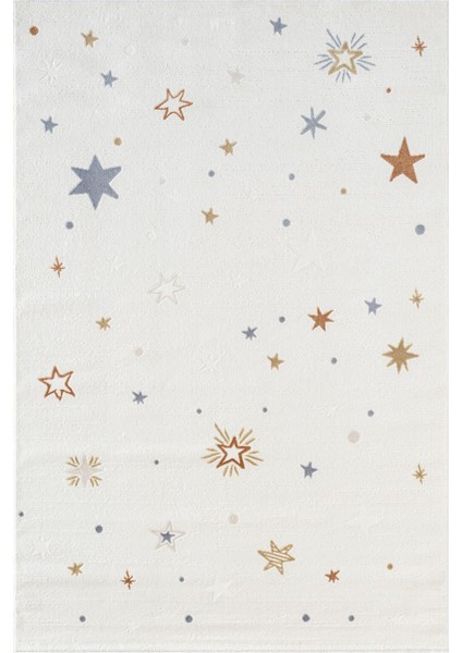 Cotto Kids CK001R Krem Halı Renkli Yıldız Desen Kaymaz Taban Yumuşak Yıkanabilir Çocuk Odası Halısı fiyatları