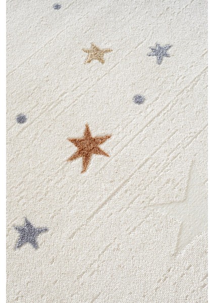 Cotto Kids CK001R Krem Halı Renkli Yıldız Desen Kaymaz Taban Yumuşak Yıkanabilir Çocuk Odası Halısı fırsatları