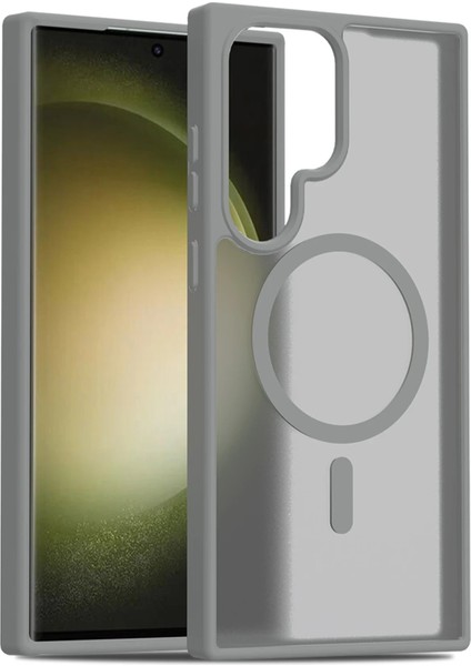 Samsung Galaxy S23 Ultra Jota Magsafe Kapak - Titan GRI-(5796)