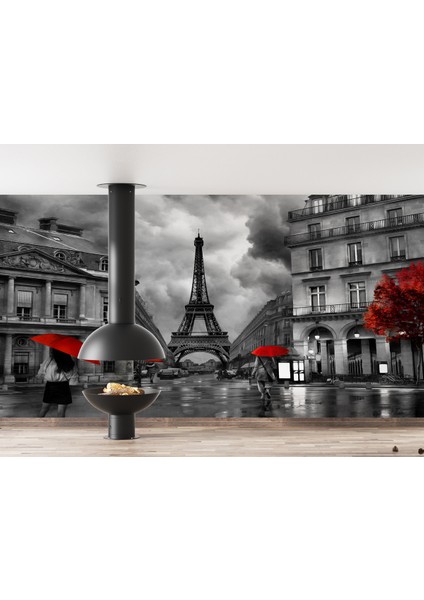 Dijital Baskılı Paris Eyfel Kulesi Manzaralı Duvar Kağıdı - 3D Duvar Kağıdı fırsatları