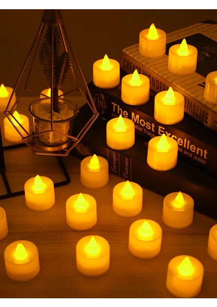 LED Mum Mum 12 Adet Tealight Mum LED Işıklı Dumansız Dekoratif Pilli LED Mum modelleri