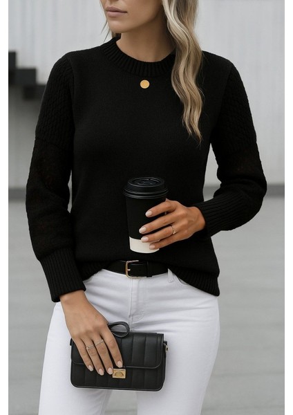 Kadın Uzun Kollu Bisiklet Yaka Triko Bluz