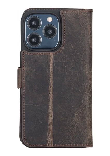 Apple iPhone 13 Pro Uyumlu Deri Cüzdanlı Kılıf Acı Kahve modelleri