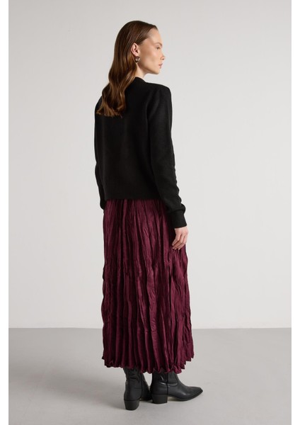 Süet Kraşlı Uzun Etek Bordo modelleri