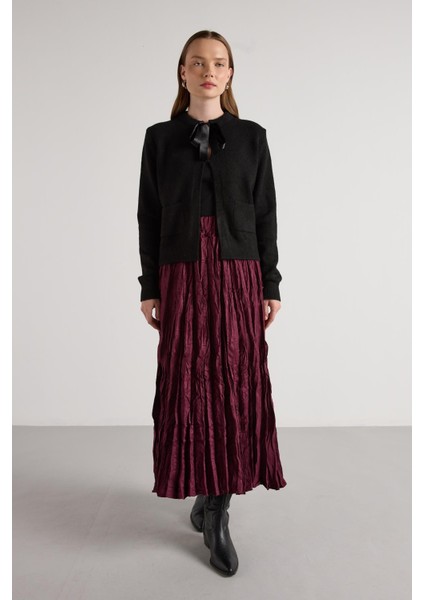 Süet Kraşlı Uzun Etek Bordo indirimleri