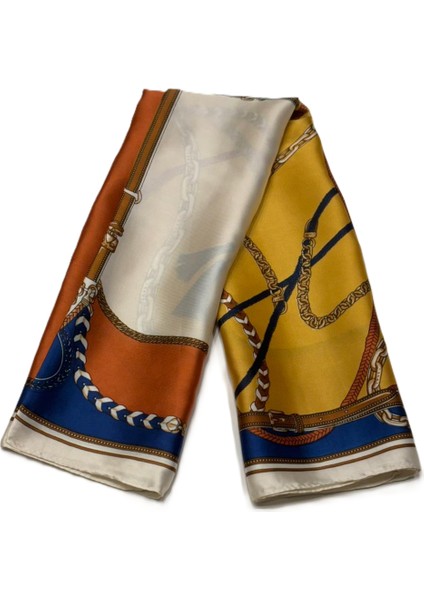 Desenli Saten Fular