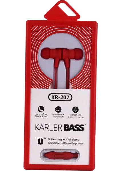 Drnds Karler Bass KR-207 Mıknatıslı Kablolu Kulaklık - Kırmızı