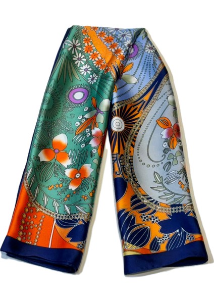 Desenli Saten Fular