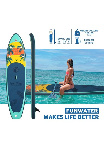 Island Expoler Şişme Sup Board/stand Up Paddle Board 335X85X15 cm Yeşil