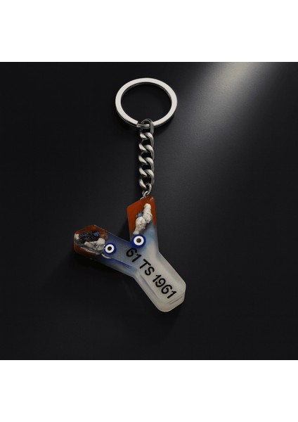 Y Harfi - Kişiye Özel - Epoksi Reçine Anahtarlık - El Yapımı - Çelik Tokalı fırsatları