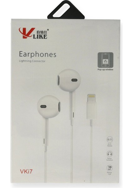 Drnds Vlike Vk I7 Lightning Bluetooth Kablolu Kulaklık fiyatları