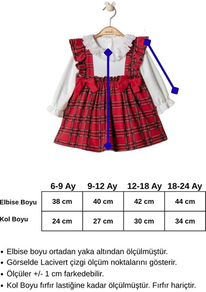 Kız Bebek Yılbaşı Konsept Kırmızı Beyaz Ekose Elbise fiyatları