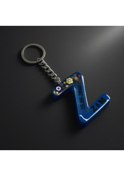 Z Harfi - Kişiye Özel - Epoksi Reçine Anahtarlık - El Yapımı - Çelik Tokalı modelleri