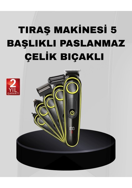 Bfs 5’i 1 Arada Şarjlı Erkek Bakım Seti LED Göstergeli ve Suya Dayanıklı