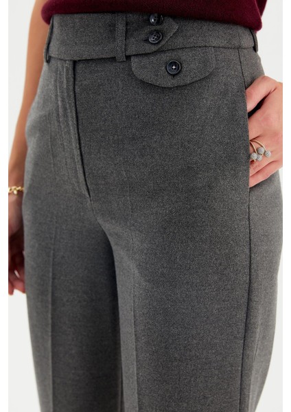 Pilesiz Boru Paça Süs Ön Cepli Pantolon modelleri