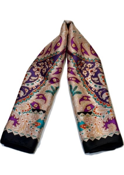 Desenli Saten Fular