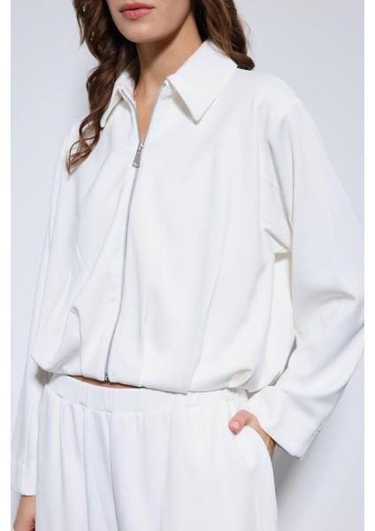 Ekru Volümlü Ceket ve Paça Lastikli Eşofman Takım fırsatları