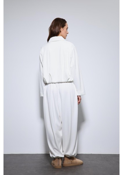 Ekru Volümlü Ceket ve Paça Lastikli Eşofman Takım indirimleri