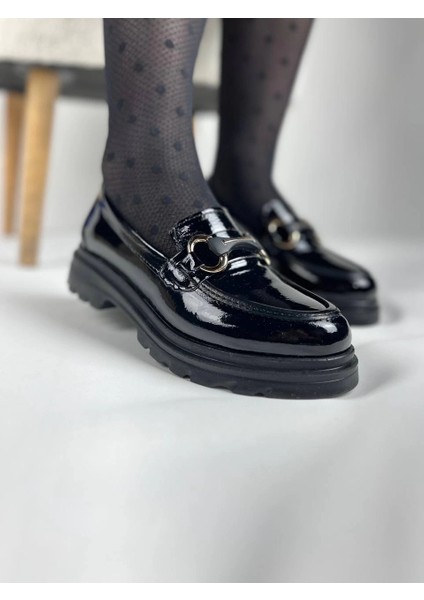 Mtxdpn KB-ZN101 Kuback Kömür Rugan Günlük Kadın Babet (Numara: 36)