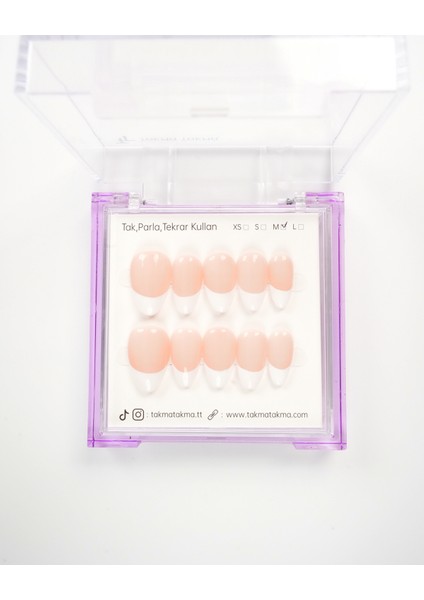 15'li Ten Rengi Kısa Badem KBDK1537FK 10'lu Tekrar Kullanılabilir El Yapımı Protez Takma Tırnak - Ten Rengi-XS modelleri