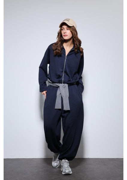 Lacivert Volümlü Ceket ve Paça Lastikli Eşofman Takım fiyatları