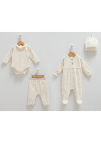 %100 Pamuk My Baby 4'lü Set 56-62 cm 1-3 Ay Ekru CRML.EKR.ZK1291