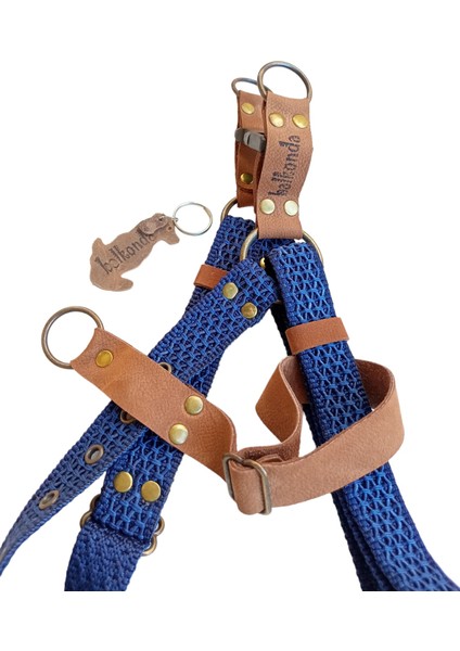 Köpek Göğüs Tasması Küçük ve Orta Irk Ayarlamalı Kolon Kordon ve Nubuk Deri Lacivert fiyatları