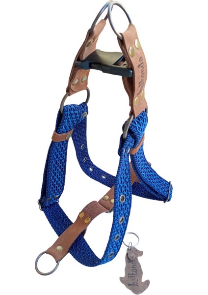 Köpek Göğüs Tasması Küçük ve Orta Irk Ayarlamalı Kolon Kordon ve Nubuk Deri Lacivert