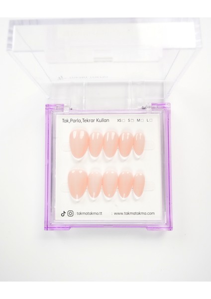 15'li Ten Rengi Kısa Badem KBD1533FI Tekrar Kullanılabilir El Yapımı Protez Takma Tırnak - Ten Rengi-L modelleri