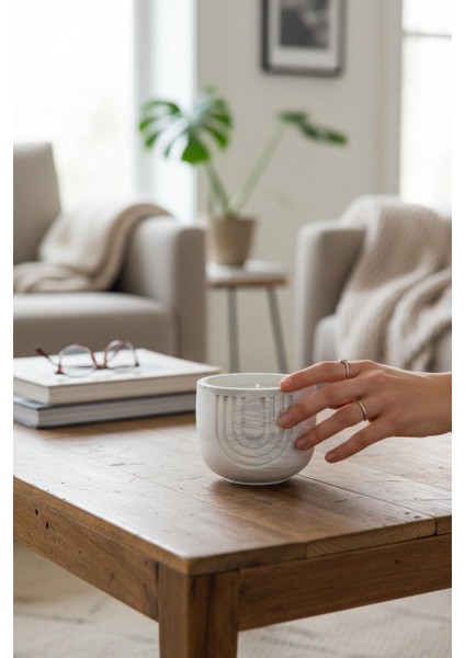 El Yapımı Dekoratif Taş Tozu Kapaklı Kutu Modern ve Şık Takı Kutusu Mum Kokulu Mum Vanilya Saksı Organizer