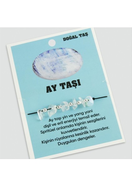 Drnds Ay Taşı Doğaltaşlı Ip Bileklik-Açık Mavi