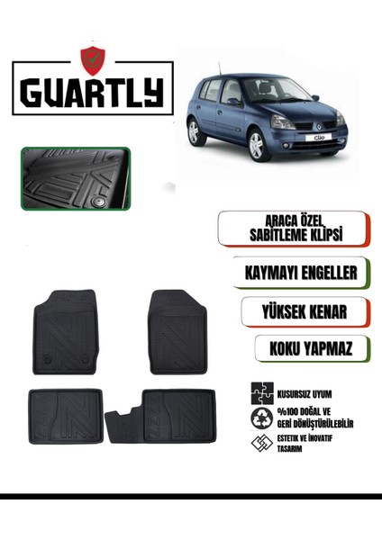 Renault Clio 2 1998-2004 Arası Uyumlu Araca Özel 4d Havuzlu Oto Paspas Takımı