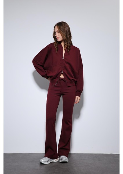 Bordo Bomber Ceket ve Ispanyol Paça Eşofman Takım modelleri