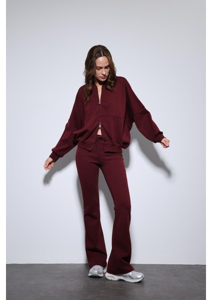 Bordo Bomber Ceket ve Ispanyol Paça Eşofman Takım fırsatları